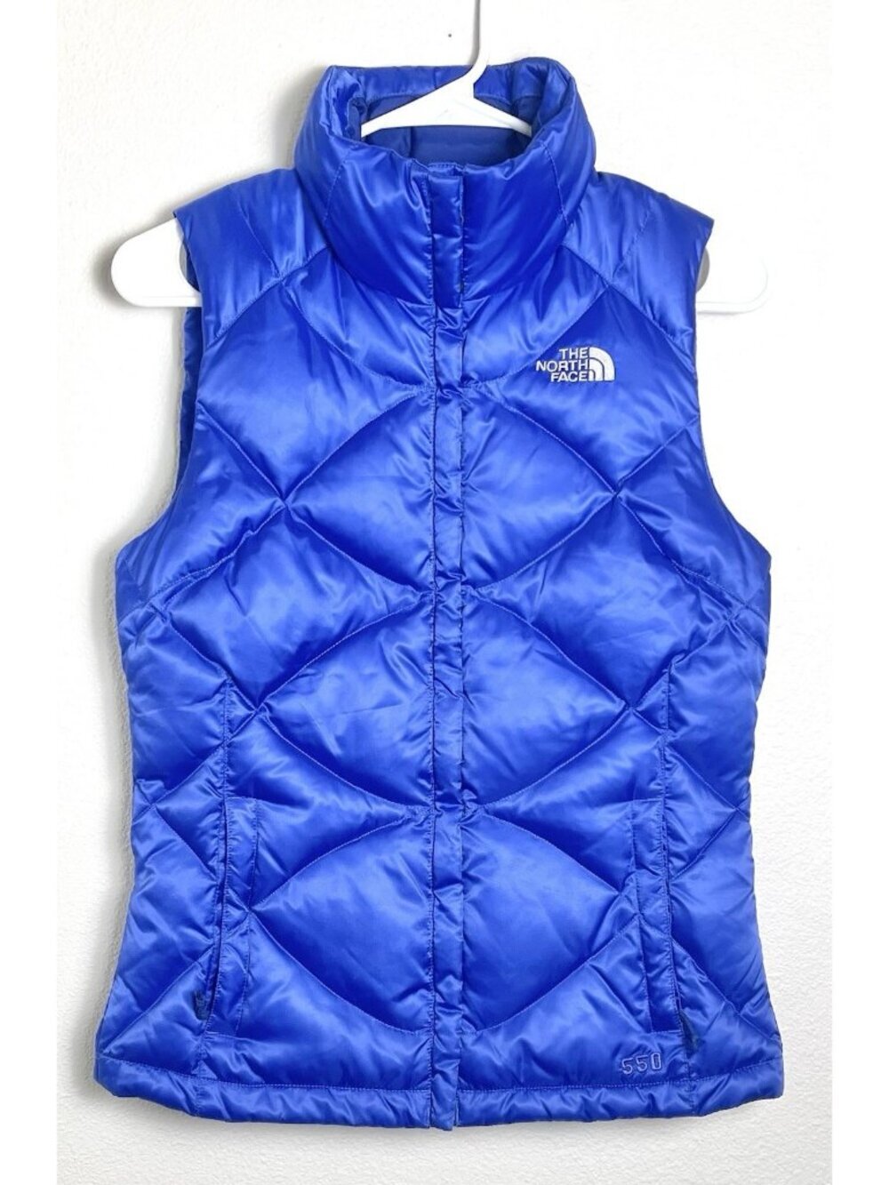 The North Face Aconcagua Puffer Vest Womens XS Royal Blue 550 Down Fill Quilted